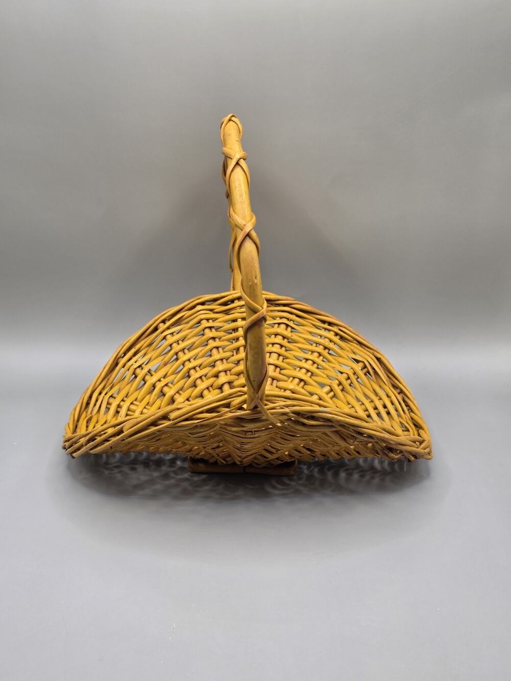 Vintage Wicker Garden Gathering Basket Half Moon Flower Foraging Trug 10.5"